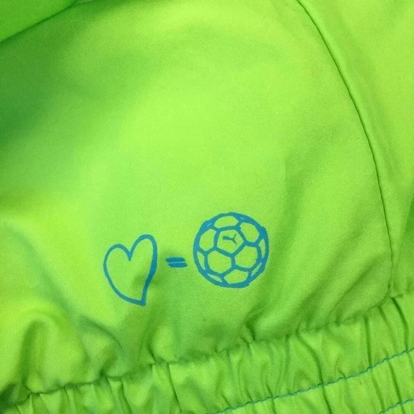 Puma Woman’s Neon Green Solid Long Sleeve Half Zip Hooded Windbreaker Jacket Siz - Picture 4 of 12